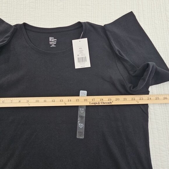 Kim Rogers Perfectly Soft Tee NEW Women's XXL Deep Black 3/4 Length Sleeve NWT - Picture 8 of 13